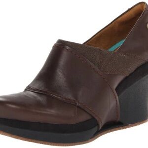 MOZO WOMEN'S DIVINE LEATHER PLATFORM WEDGE HEEL SHOES, BROWN